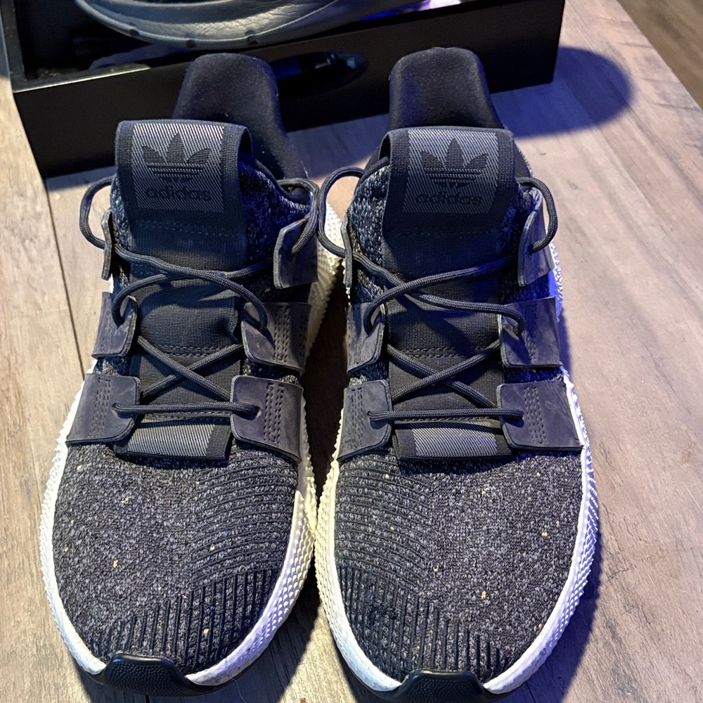 Adidas Men's Dark Gray and White Sneakers